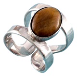 Silver ring with brown gem